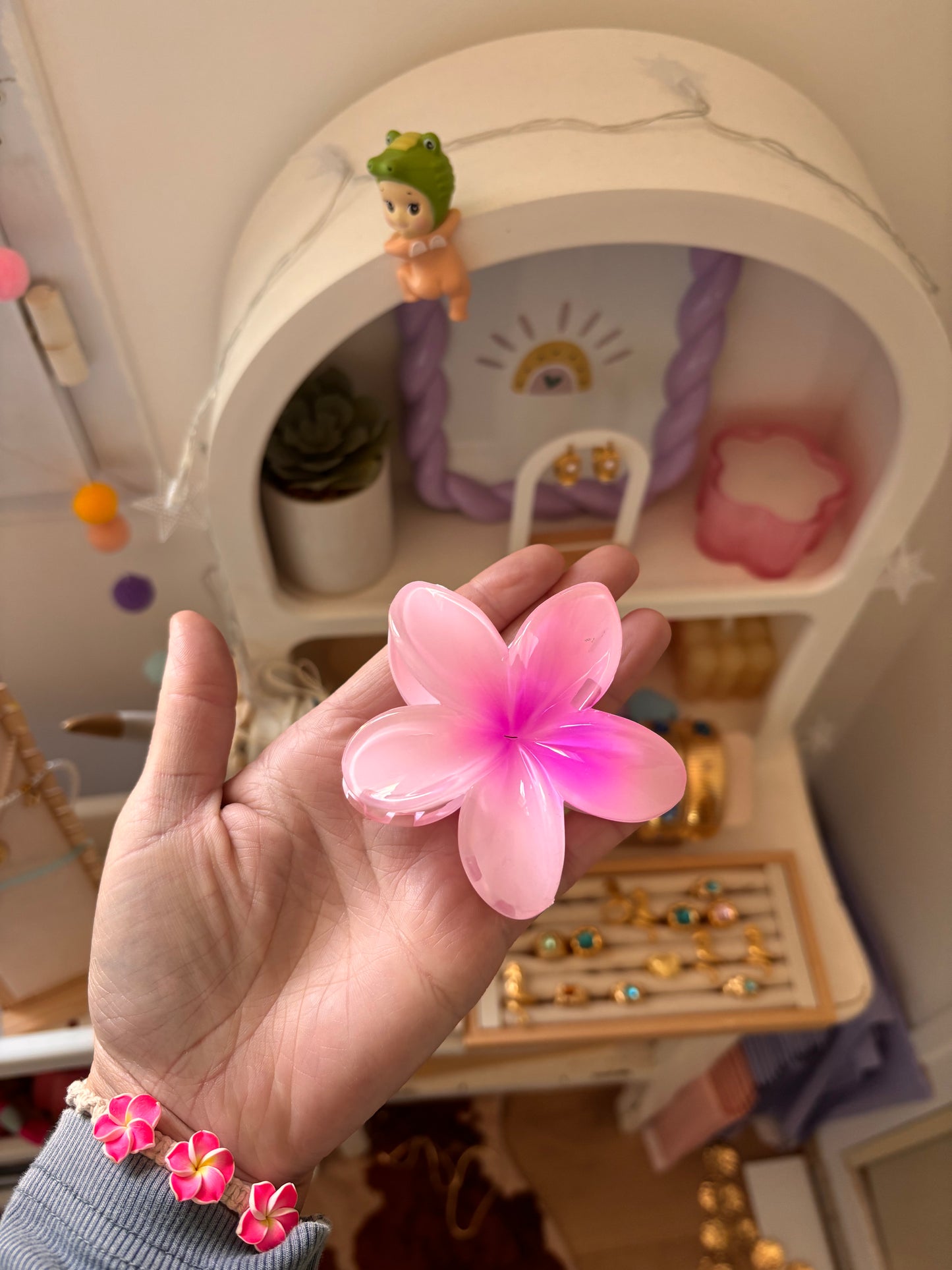 Pince à cheveux fleurs rose