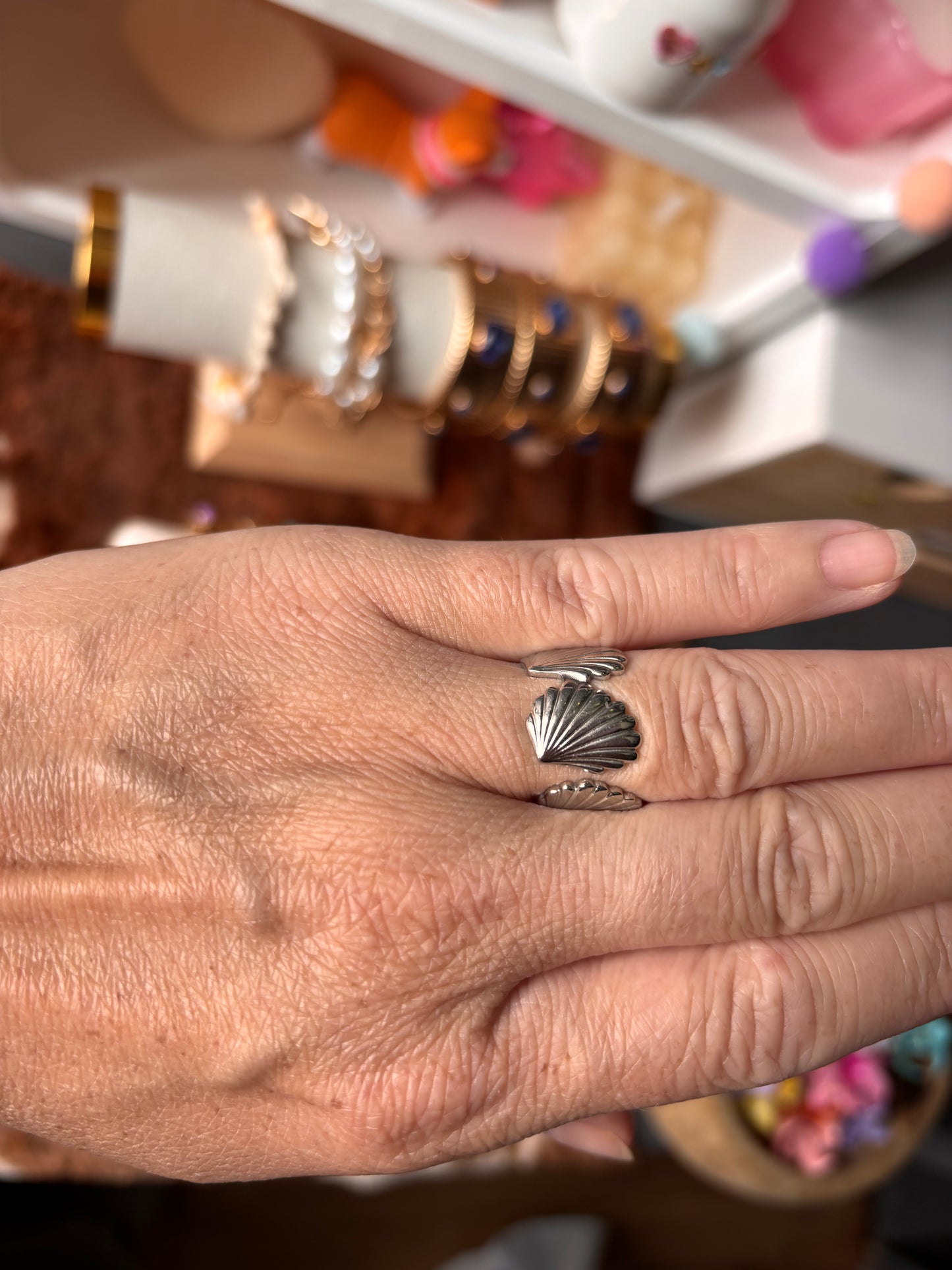 Bague COQUILLAGES argentée 💫