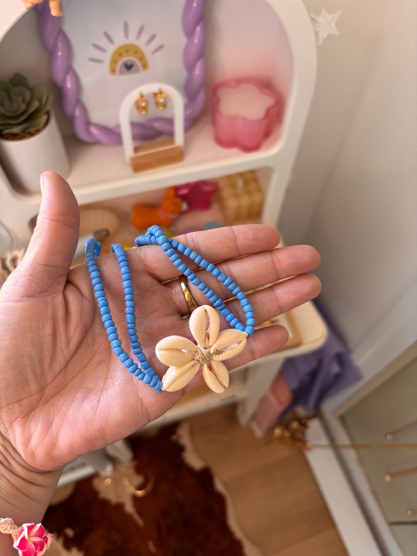 Collier BALI bleu coquillages