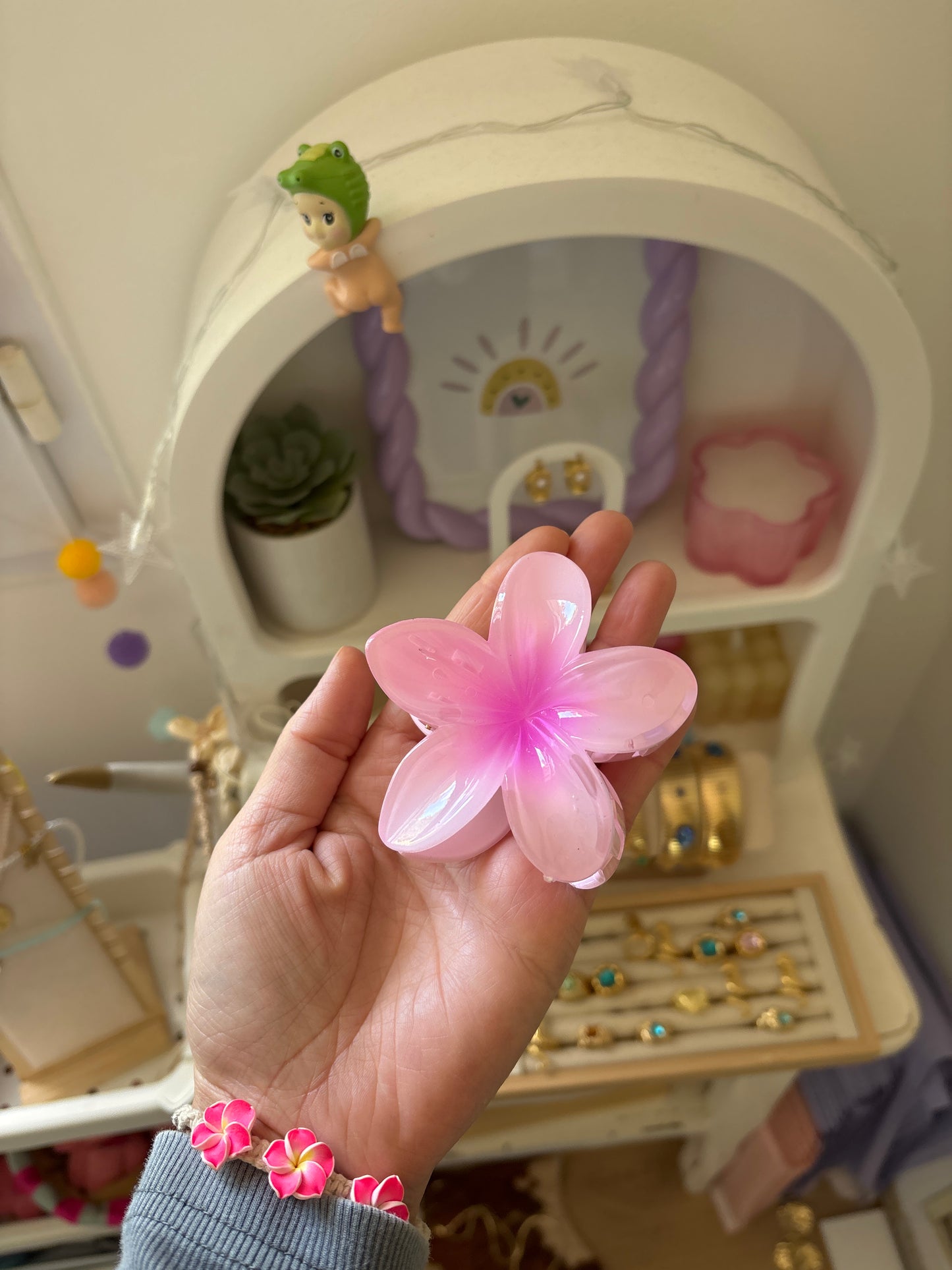 Pince à cheveux fleurs rose