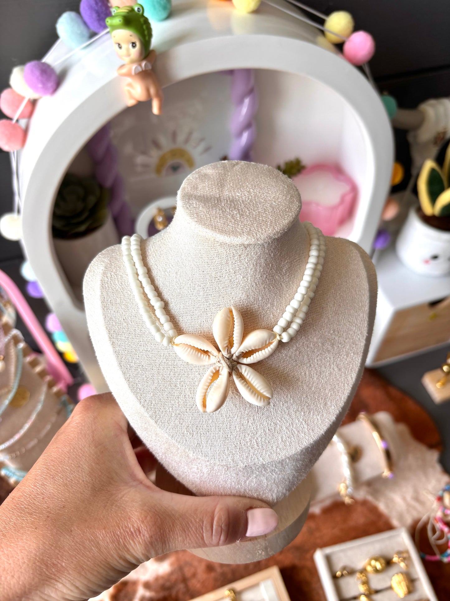 Collier coquillages BALI blanc