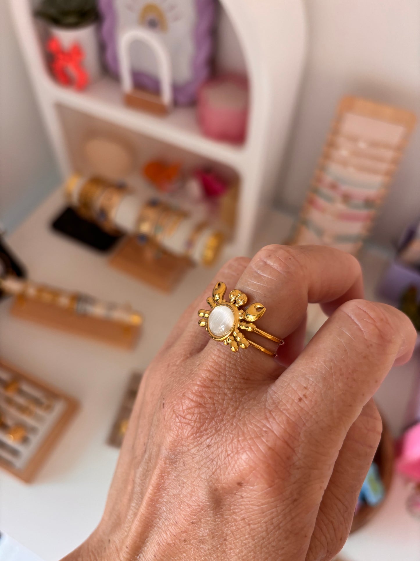 Bague crabe 🦀 blanche