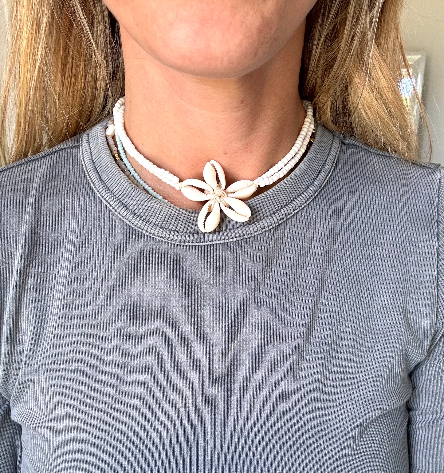 Collier coquillages BALI blanc