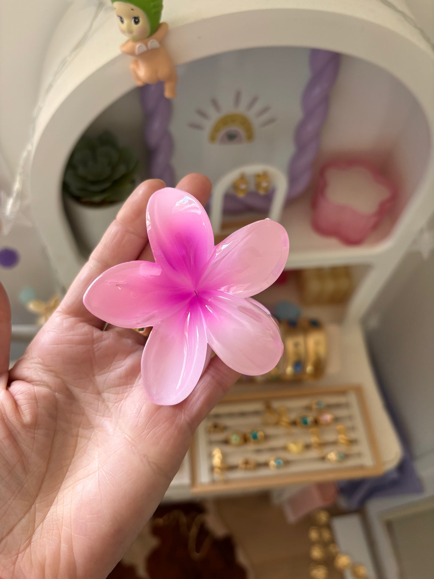 Pince à cheveux fleurs rose