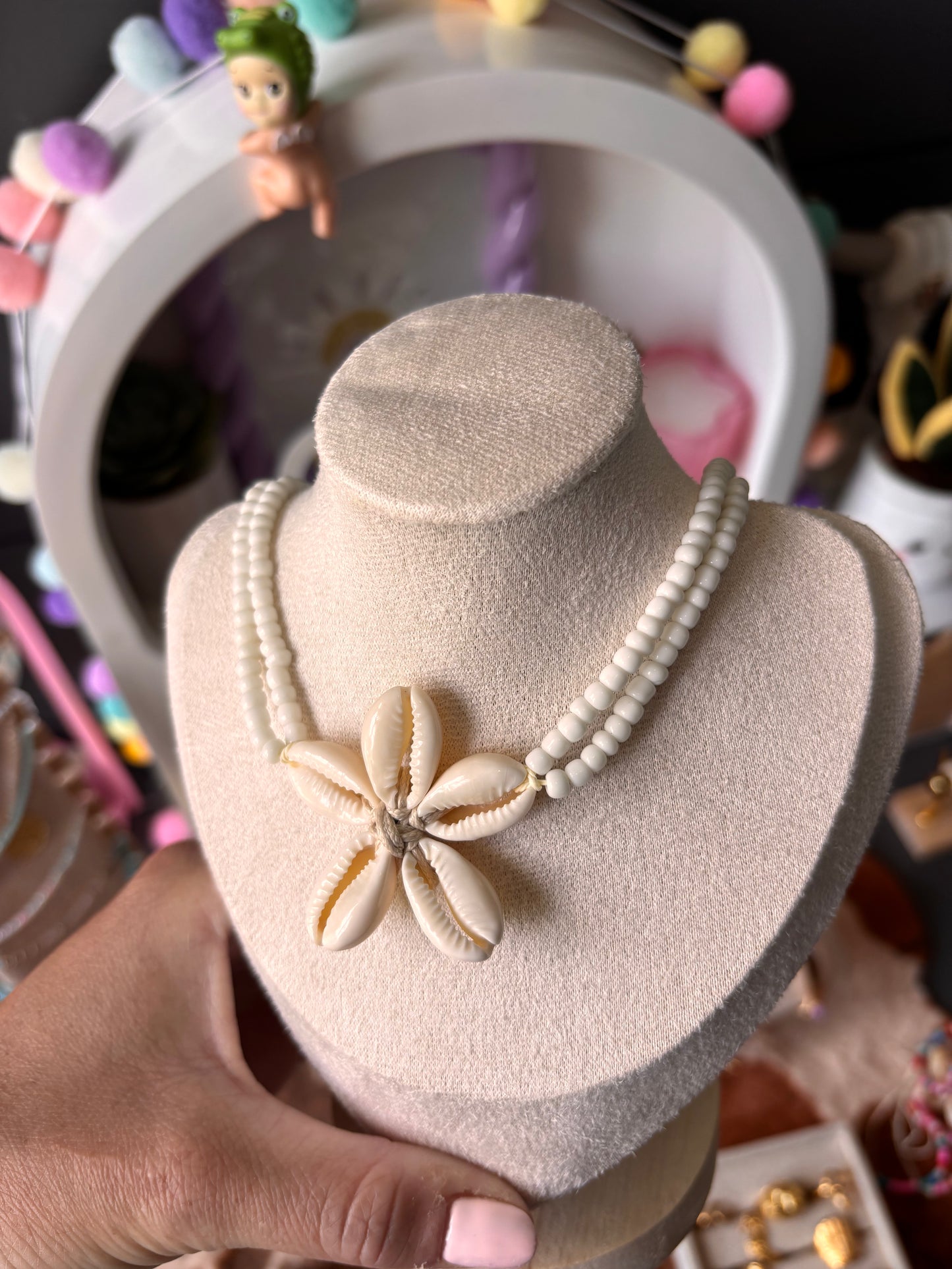 Collier coquillages BALI blanc