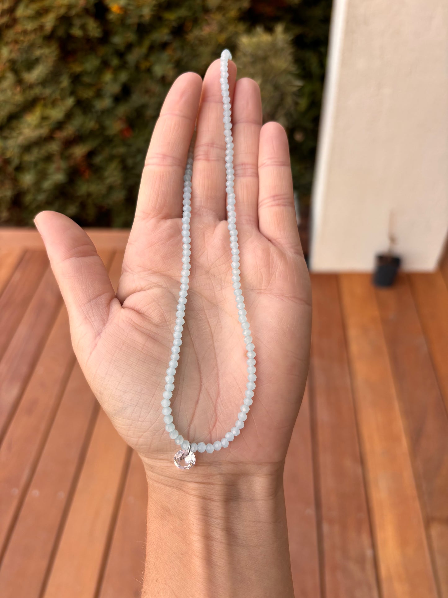 Collier de perles bleu et strass 🌞