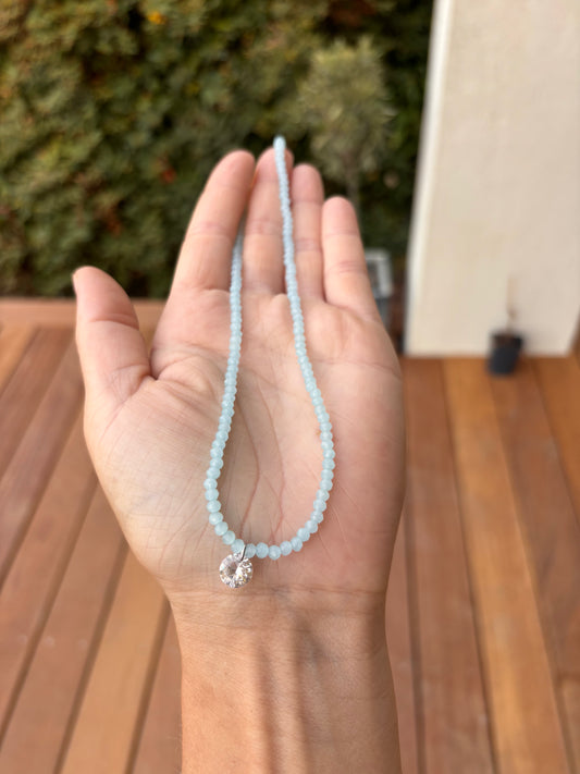 Collier de perles bleu et strass 🌞