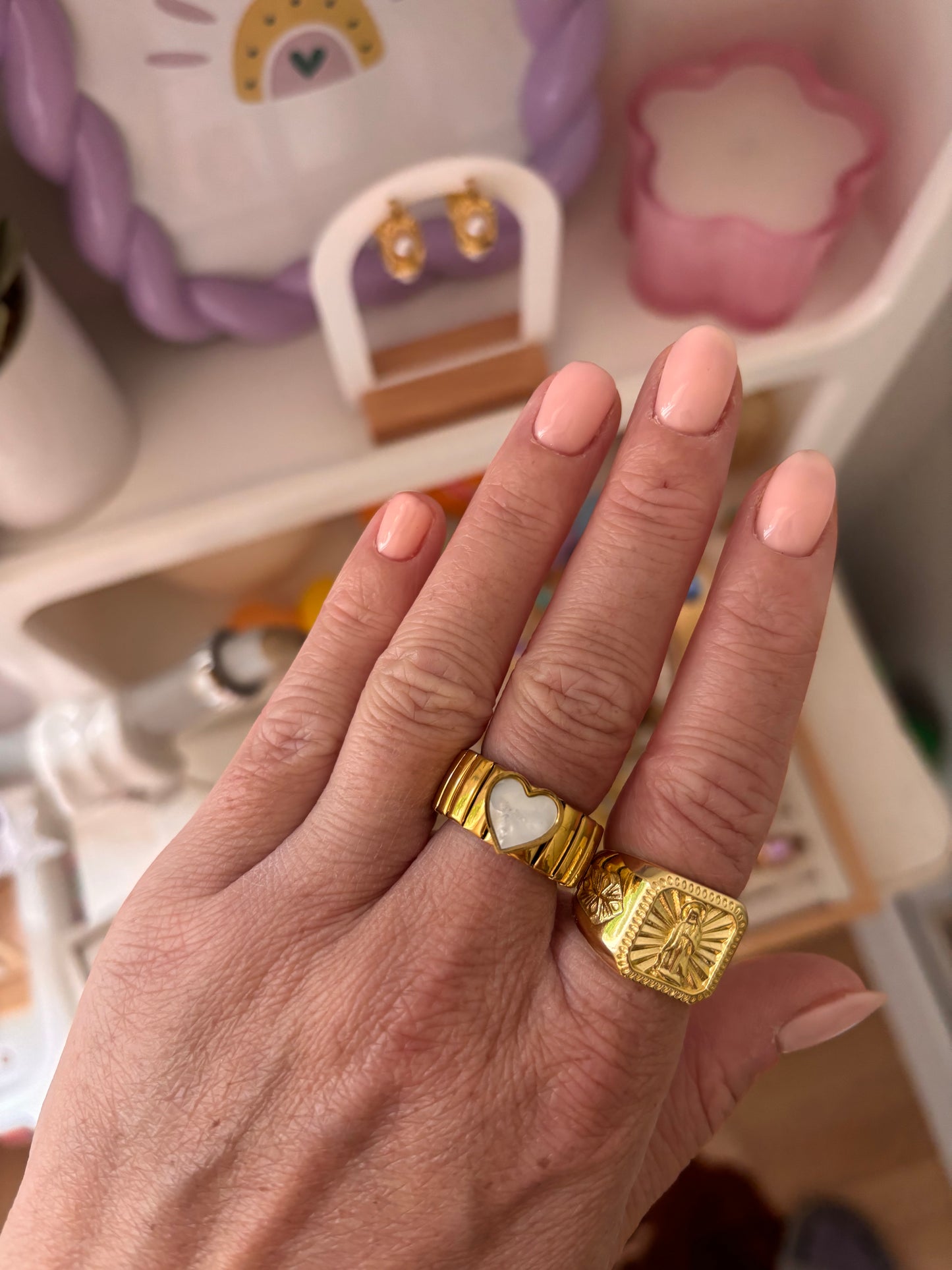 Bague maille Cœur dorée