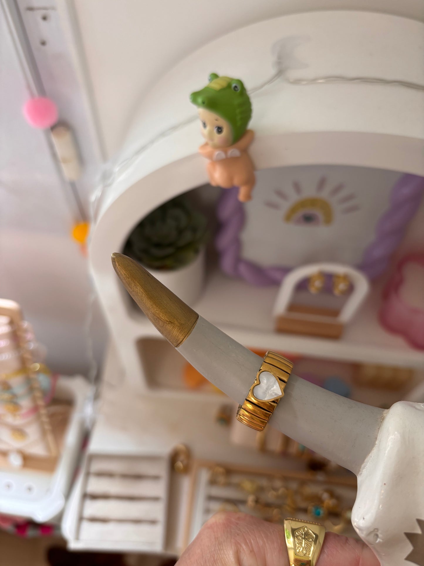 Bague maille Cœur dorée