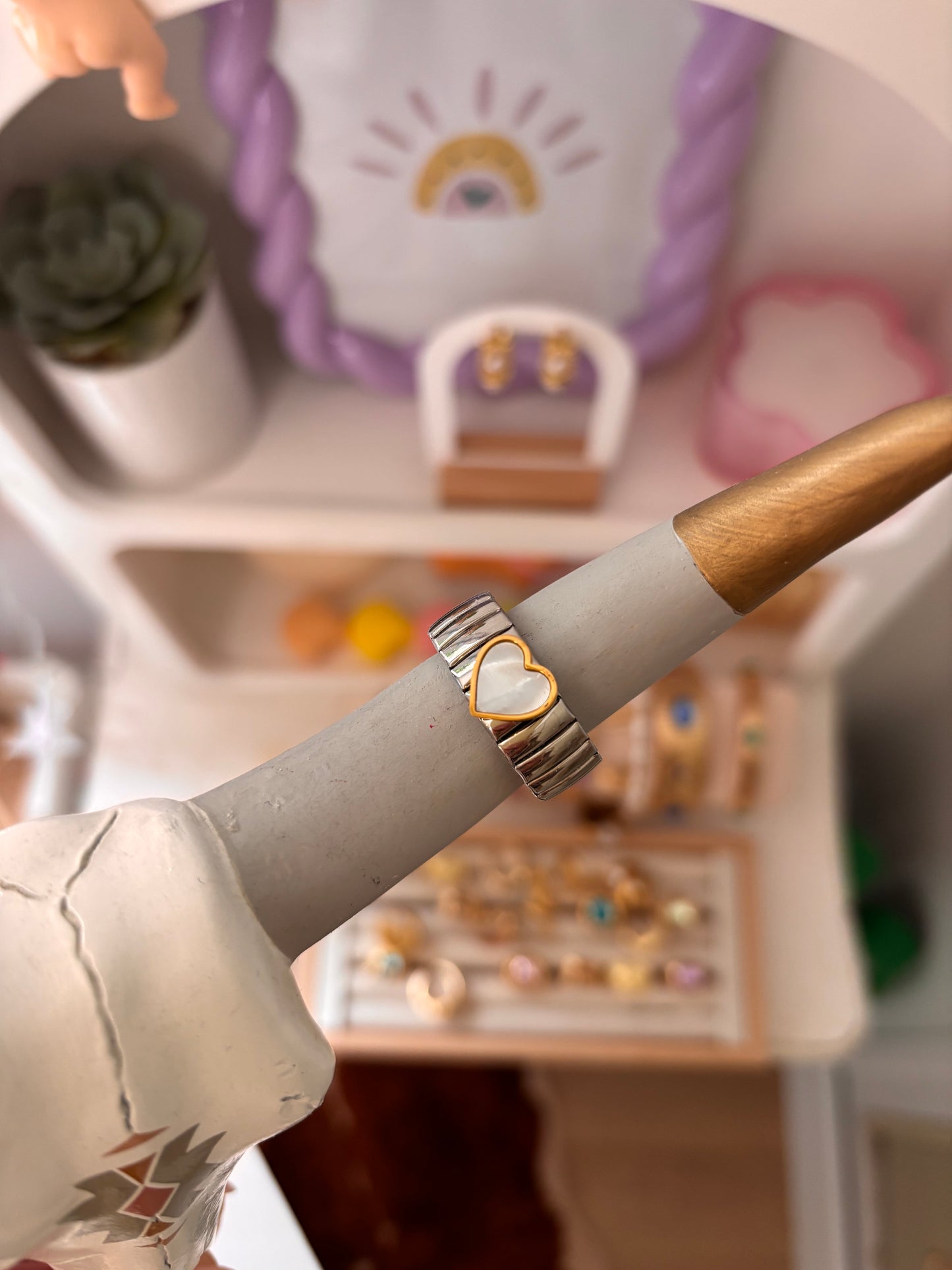 Bague maille cœur argentée 💛