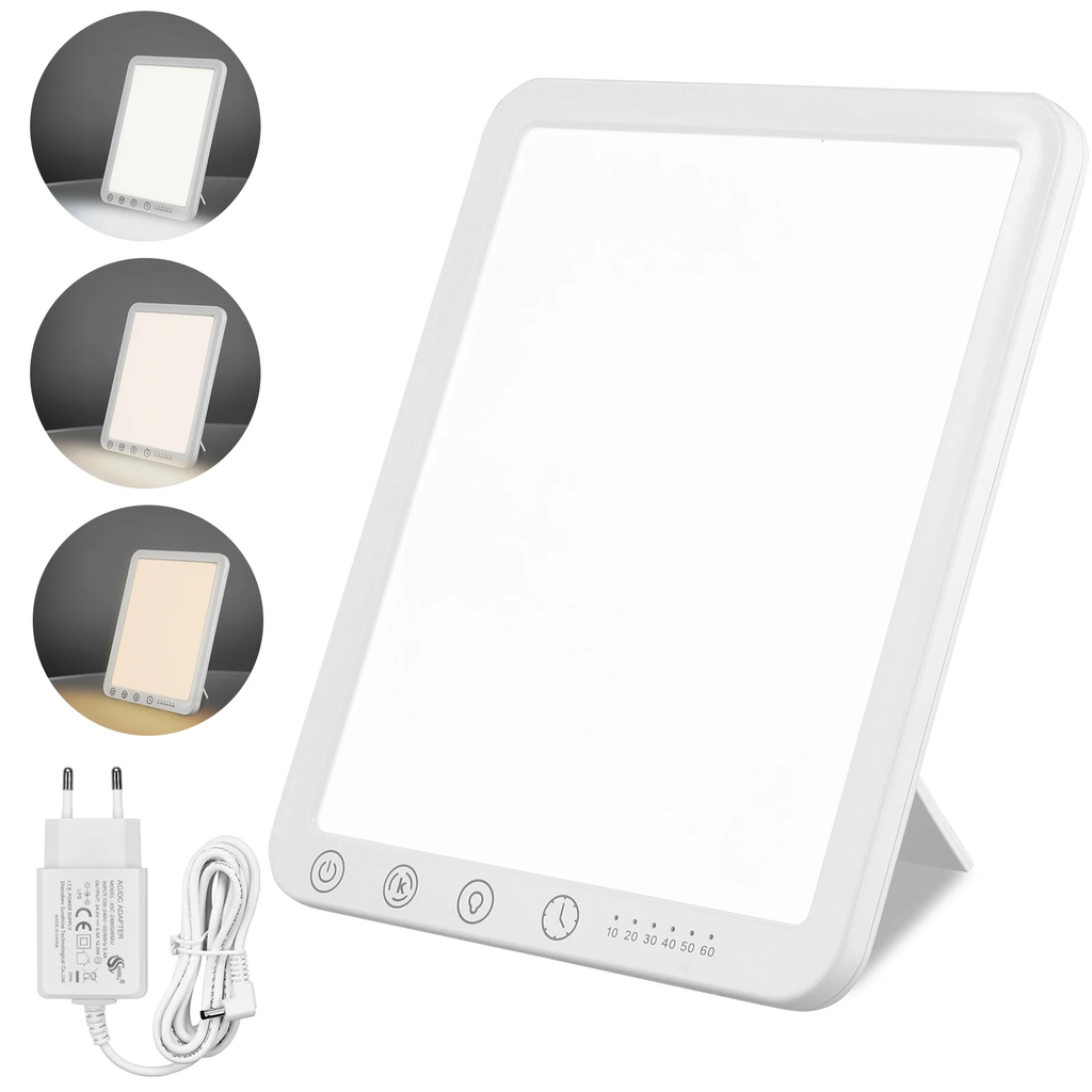 Lampe lumière du jour HELIA — panneau blanc tactile, 3 températures de couleur, adaptateur secteur inclus